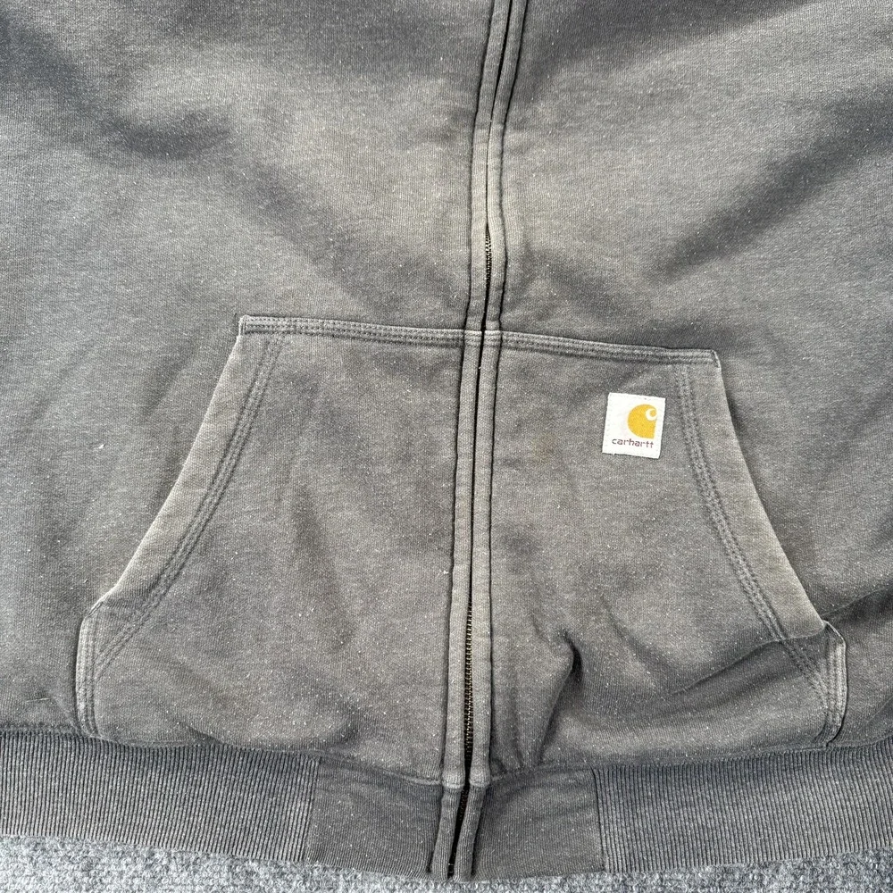 Carhartt Hoodie Mens 2XL Gray Full Zip Fleece Lined Pocket‎ Hooded Workwear